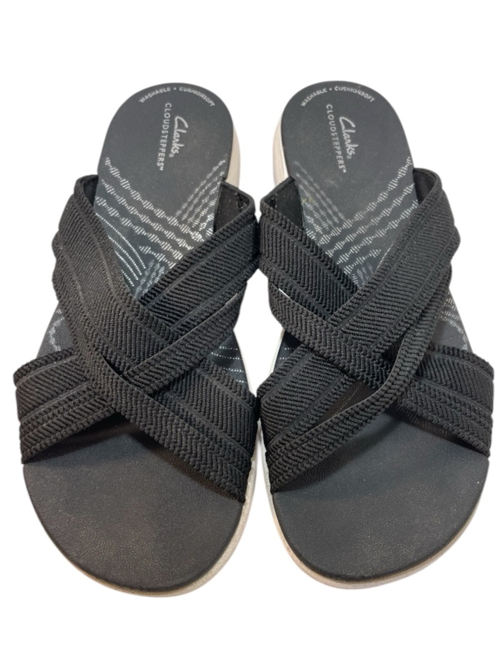 Clarks Cloudsteppers Mira Isle Slip-On Black Sandals Women’s Size 8.5 M